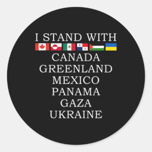 Pegatina Redonda Me mantengo con Canadá Groenlandia México Panamá G