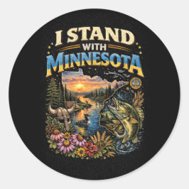 Pegatina Redonda Me mantengo con Minnesota