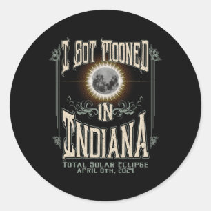 Pegatina Redonda Me Mooné En Indiana Eclipse Solar Total 2024