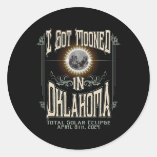 Pegatina Redonda Me Mooné En Oklahoma Eclipse Solar Total 2024