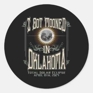 Pegatina Redonda Me Mooné En Oklahoma Eclipse Solar Total 2024
