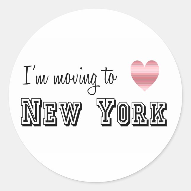 Pegatina Redonda Me mudo a Nueva York (Anverso)