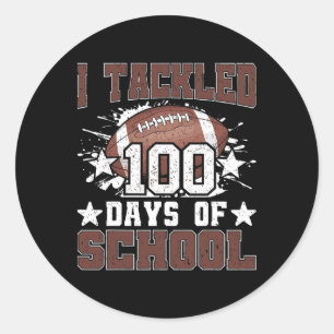 Pegatina Redonda Me ocupé de 100 días de clases 100 niños de fútbol