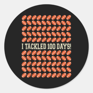 Pegatina Redonda Me Ocupé De 100 Días De Escuela, 100 Días De Fútbo