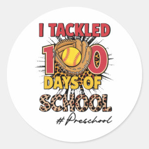 Pegatina Redonda Me Ocupé De 100 Días De Preescolar Softbyll Leopar