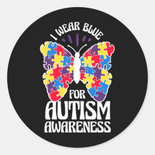 Pegatina Redonda Me pongo azul para la conciencia del autismo Marip