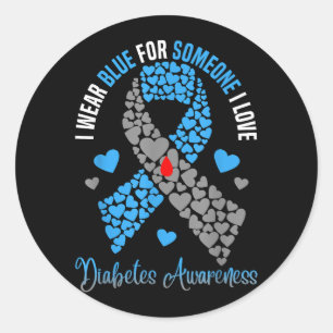 Pegatina Redonda Me Pongo Azul Por Alguien Que Amo La Diabetes Tipo