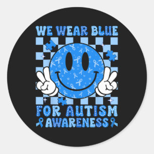 Pegatina Redonda Me Pongo Azul Por Autismo Mes De Conciencia Hombre