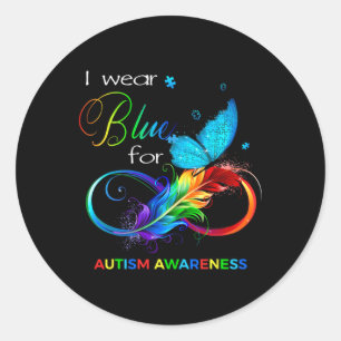 Pegatina Redonda Me Pongo Azul Por Autismo Mes De Conciencia Hombre