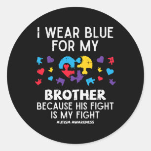 Pegatina Redonda Me pongo azul por mi hermano lucha conciencia del