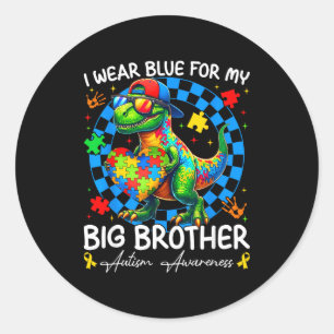 Pegatina Redonda Me pongo azul por mi hermano mayor Conciencia del 