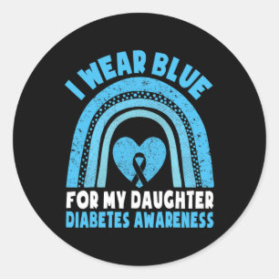 Pegatina Redonda Me Pongo Azul Por Mi Hija Diabetes Conciencia T1d