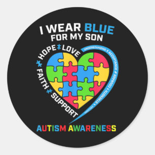 Pegatina Redonda Me pongo azul por mi hijo Conciencia del Autismo 2
