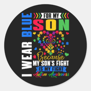 Pegatina Redonda Me Pongo Azul Por Mi Hijo Día De Conciencia De Aut