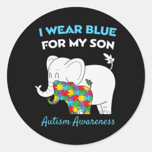 Pegatina Redonda Me Pongo Azul Por Mi Hijo Orgullosa Conciencia De