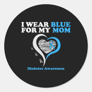 Pegatina Redonda Me Pongo Azul Por Mi Mamá Diabetes Conciencia De G