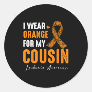 Pegatina Redonda Me pongo naranja por mi primo Leucemia Cáncer Matc