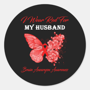 Pegatina Redonda Me Pongo Rojo Por Mi Esposo Concienciación Sobre E