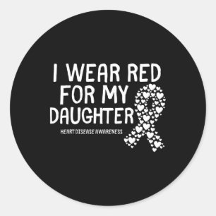 Pegatina Redonda Me Pongo Rojo Por Mi Hija Chd Congénita Corazón Di