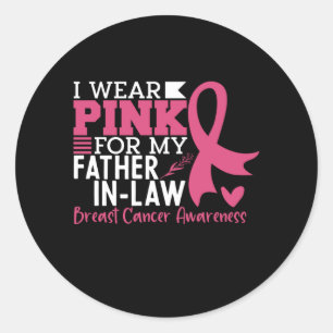 Pegatina Redonda Me pongo rosa por el cáncer de mama de mi suegro