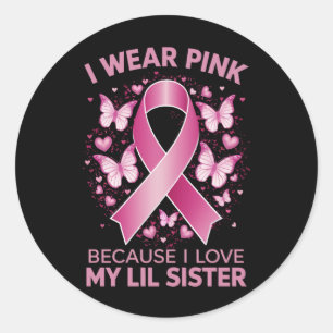Pegatina Redonda Me pongo rosa por la conciencia del cáncer de mama