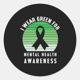 Pegatina Redonda Me pongo verde para la toma de conciencia sobre la