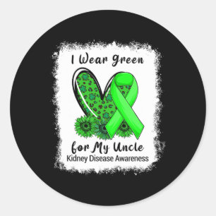 Pegatina Redonda Me Pongo Verde Por Mi Tío Enfermedad Renal.