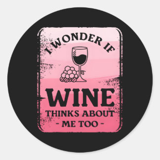 Pegatina Redonda Me Pregunto Si Wine También Piensa En Mí