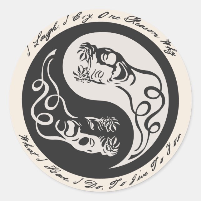 Pegatina Redonda Me río llorando (Anverso)