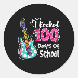 Pegatina Redonda Me Rodeé 100 Días De Escuela B Chicas De Guitarra