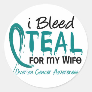 Pegatina Redonda Me Sangré Verde azulado Por El Cáncer De Ovario De