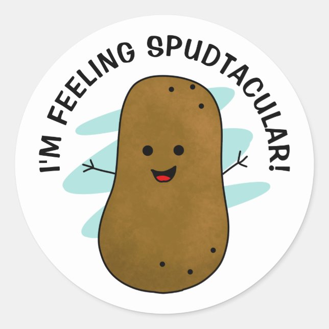 Pegatina Redonda Me siento Spudtacular Patata (Anverso)