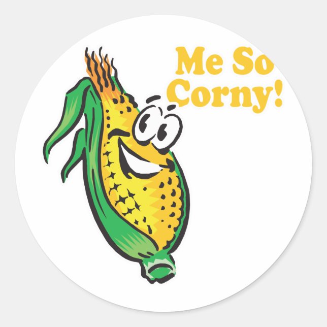 Pegatina Redonda Me SO Corny  mazorca de maíz (Anverso)