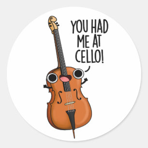 Pegatina Redonda Me Tenías En Cello Funny Music Pun