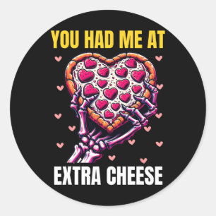 Pegatina Redonda Me Tenías En Queso Extra Pizza Rosa De San Valentí