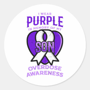 Pegatina Redonda Me Visto de Morado En Memoria De Mi Hijo - Concien