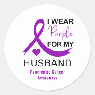 Pegatina Redonda Me Visto de Morado Por el Cáncer de Páncreas de Mi