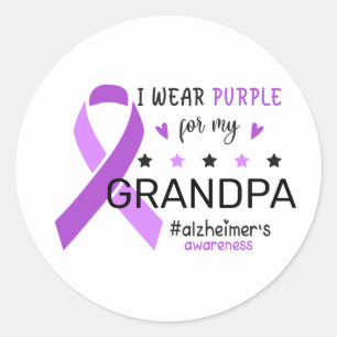 Pegatina Redonda Me Visto de Morado Por Mi Abuela Conciencia del Al