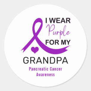 Pegatina Redonda Me Visto de Púrpura Por El Cáncer de Páncreas de M