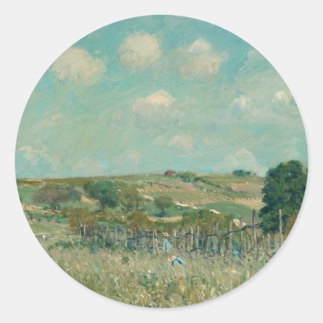 Pegatina Redonda Meadow | Alfred Sisley | Galería Nacional de Arte (Anverso)