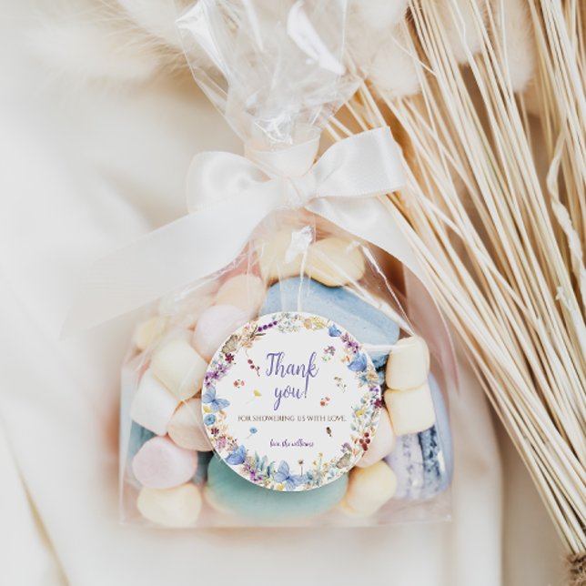 Pegatina Redonda Meadow Flowers Baby Shower gracias (Subido por el creador)