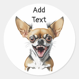 Pegatina Redonda Mean Chihuahua personalizada   Perros divertidos