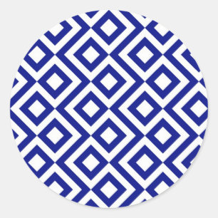 Pegatina Redonda Meandro del azul y del blanco