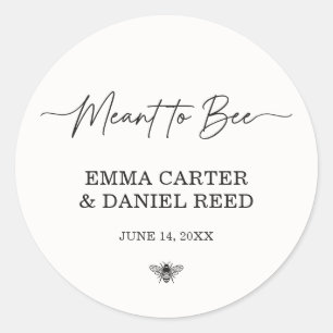 Pegatina Redonda Meant to Bee Nombres minimalistas para bodas Dat