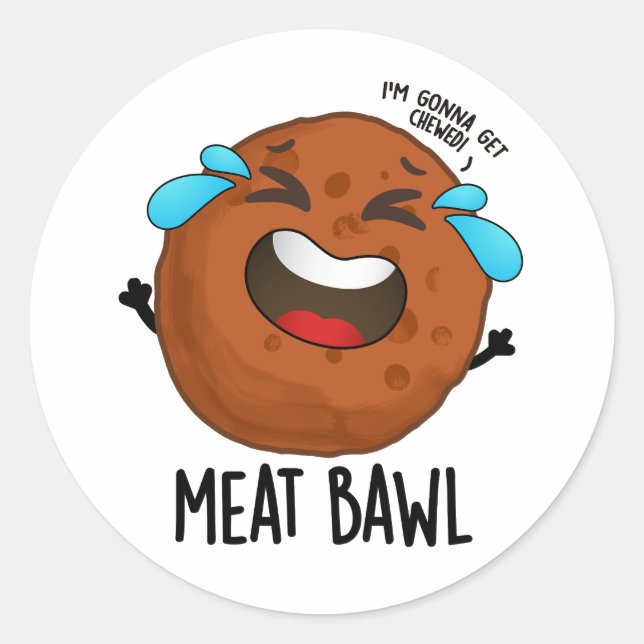 Pegatina Redonda Meat-bawl Funny Meatball Pun (Anverso)