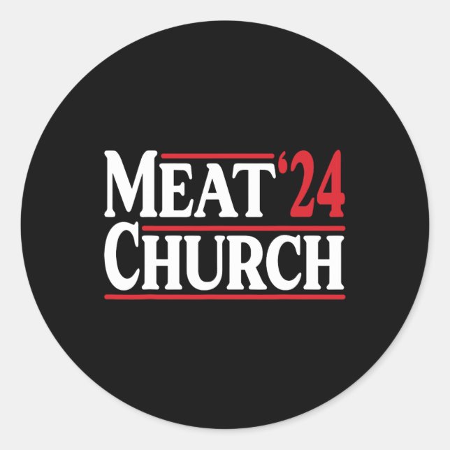 Pegatina Redonda Meat Church 24 Bbq  (Anverso)