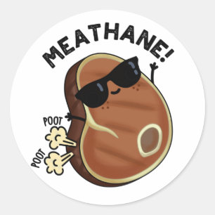 Pegatina Redonda Meat-hane Funny Farting Meat Pun