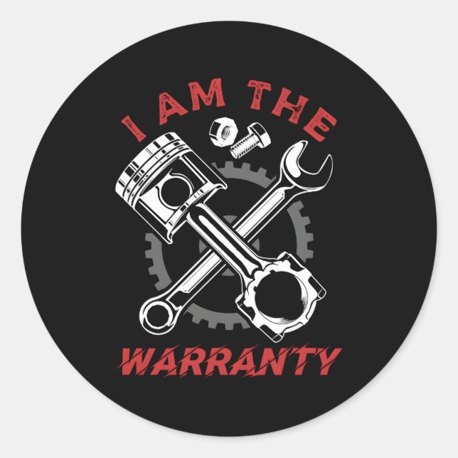 Pegatina Redonda Mecánica de coches de garaje mecánico (Anverso)