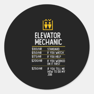 Pegatina Redonda mecánica del ascensor divertida idea de regalo