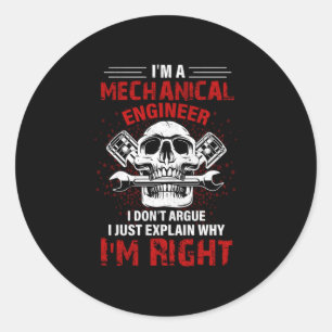 Pegatina Redonda Mecánica Soy Ingeniero Mecánico